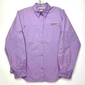 COLUMBIA PFG LONG SLEEVE PURPLE VENTED FISHING HIKING BUTTON UP SHIRT WOMENS S